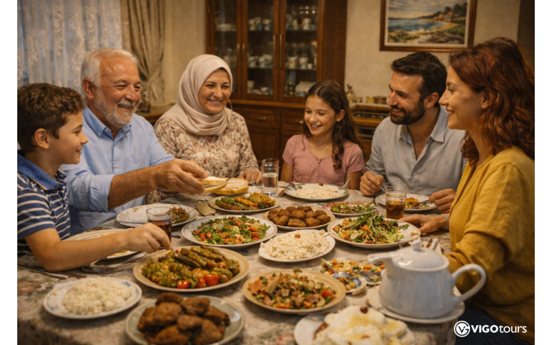 Traditionelles Abendessen mit einer Familie nahe Side - 1