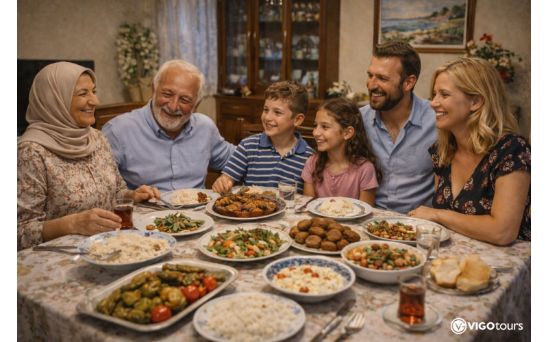 Traditionelles Abendessen mit einer Familie nahe Side - 3